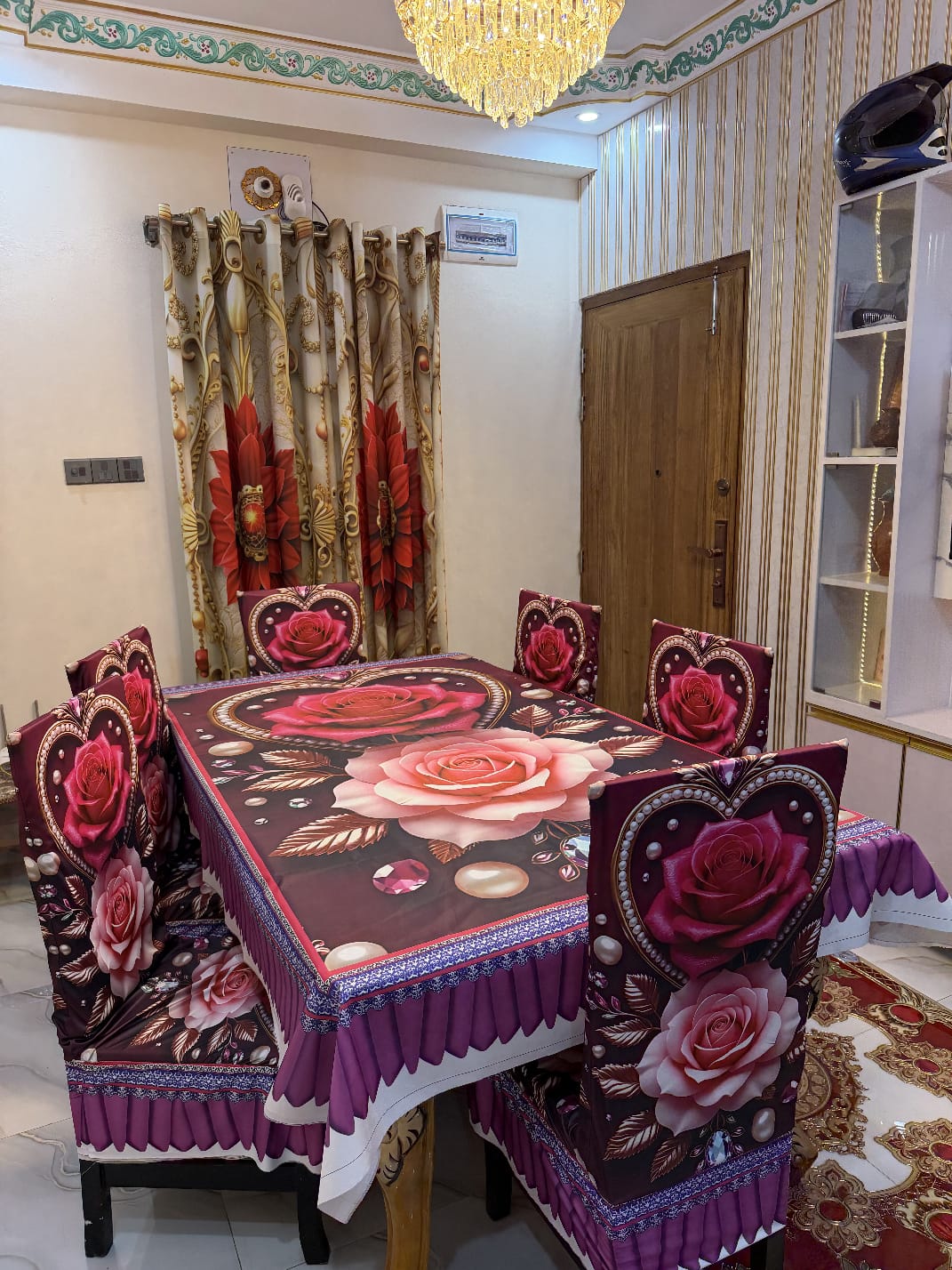 3D Waterproof Premium Dining Table Set ( কুচি চেয়ার কভার ) Code: D82